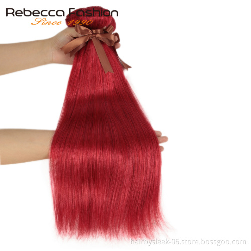 Rebecca Factory Red Bundles With Straight Frontal Hair Frontal With Brazilian Remy Human Hair Bundles 100 human hair